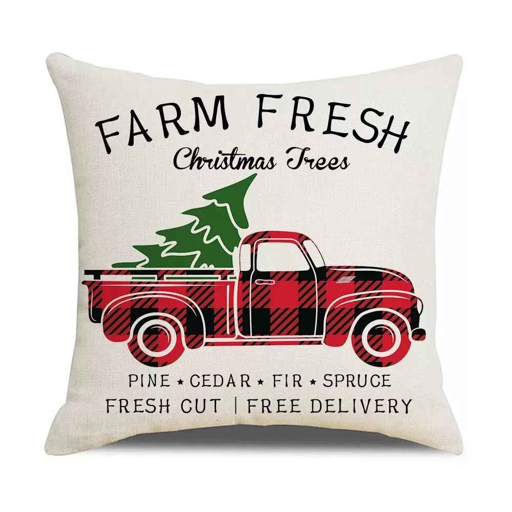 Christmas Pillowcase Christmas Red Plaid Home Holiday Decoration Pillow Cushion Cover