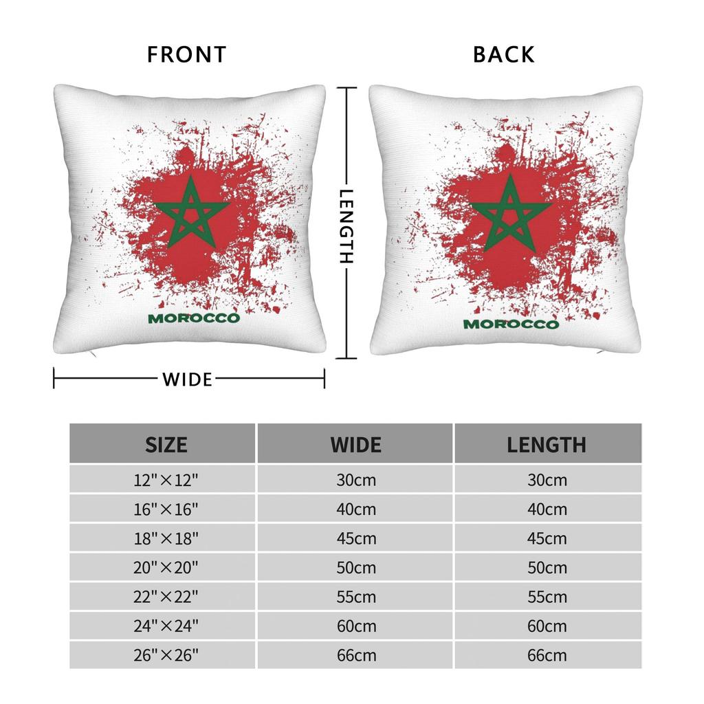 Moroccan Watercolor Vintage Morocco Flag Square Pillowcases Living Room  Cushion Case Cute Home Decoration Throw Pillow Case