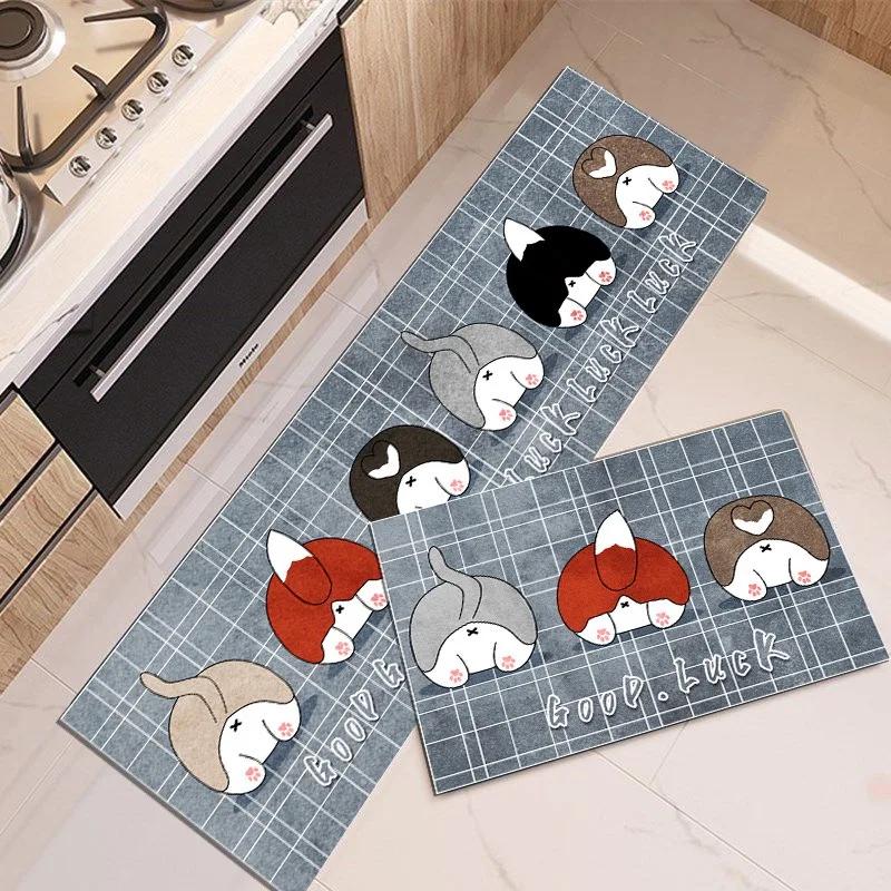 Schattige Kattenpootafdruk Keukenmat Set, Antislip Oliebestendige Vloermat, Wasbare Runner Tapijt voor Keuken Huisdecoratie 40X60CM(1.3X1.97FT)