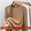 Women's Wool Silk Round Neck Base Layer Shirt - Autumn/Winter 2025 Collection, Velvet-Thickened for Warmth