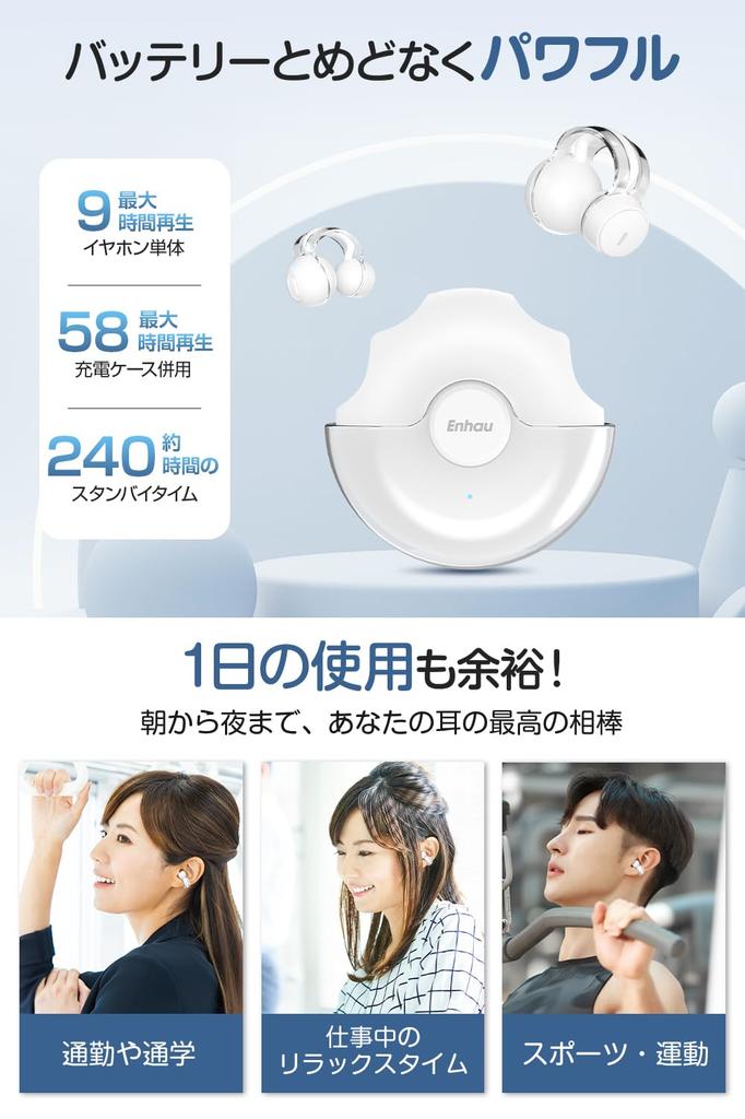 Revolutionary Ear Cuff Headphones with Bone Air 58H Long ENC Noise Compatible with iPhone and with Separate Left and Right Charging [2024 Experience]