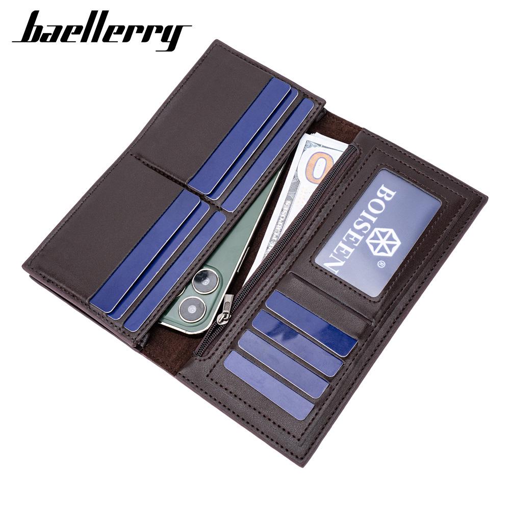 Baellerry Men's Retro Long Wallet with Multi-Card Slots and Money Clip