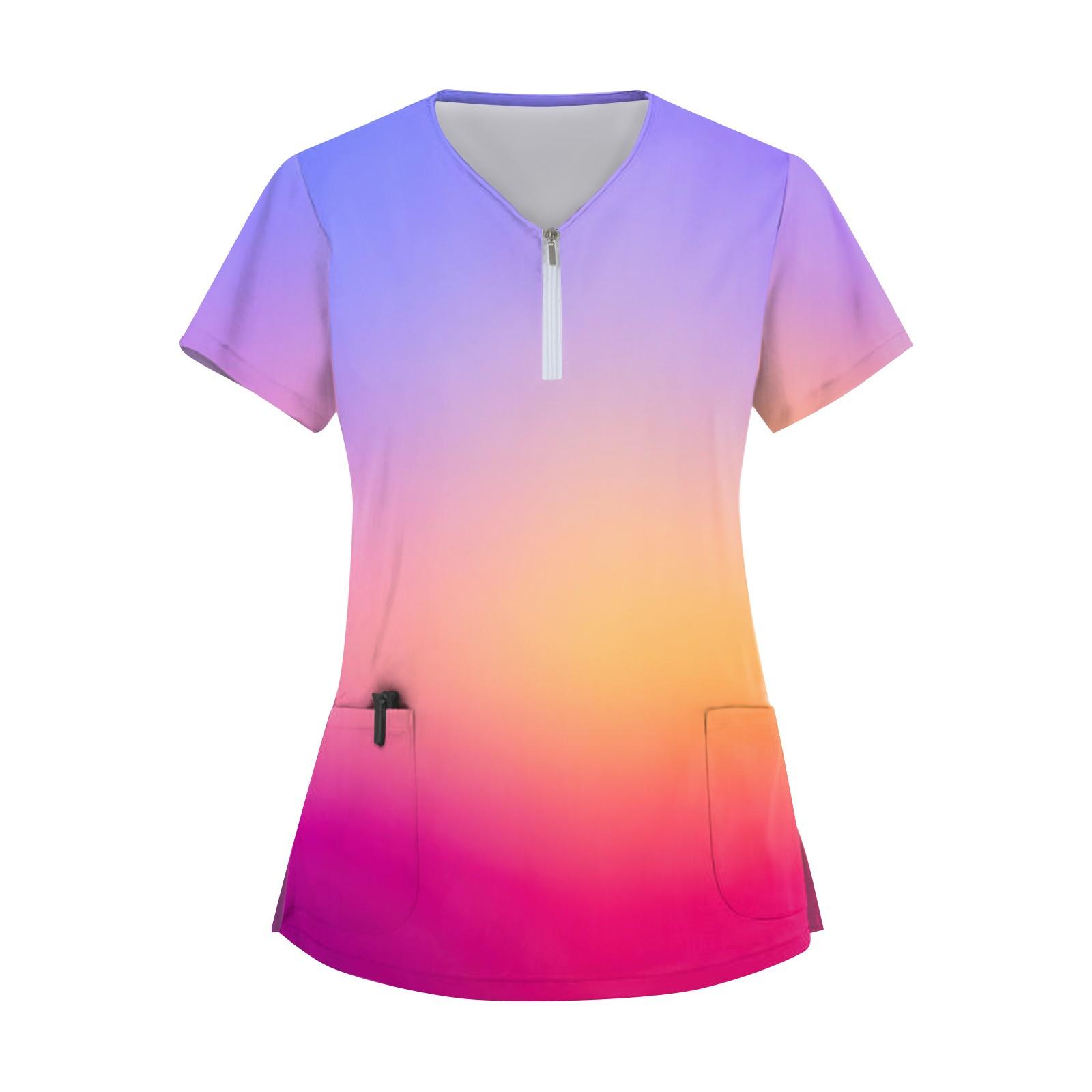 

Женский модный повседневный топ с воротником-молнией и градиентными принтами XXXL розовый