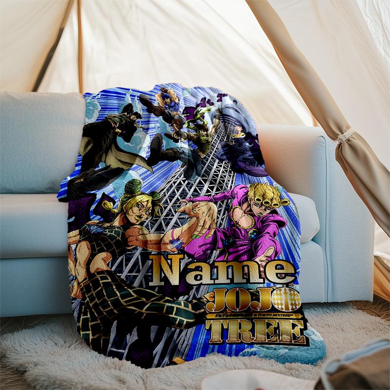 Personalized Custom Name Blanket - JoJo's Bizarre Adventure Print Design,Blanket for Sofa,Bed,Travel,Camping - Soft and Warm, Great Gift