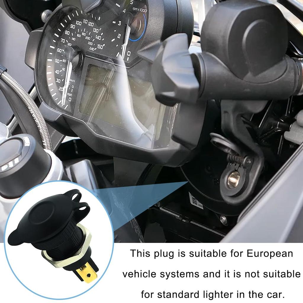Xiatiaosann 2pcs DIN Cigarette Lighter Socket 12V Power Socket Replacement for DIN Hella for BMW Motorcycles and European Standard Vehicles Plug,