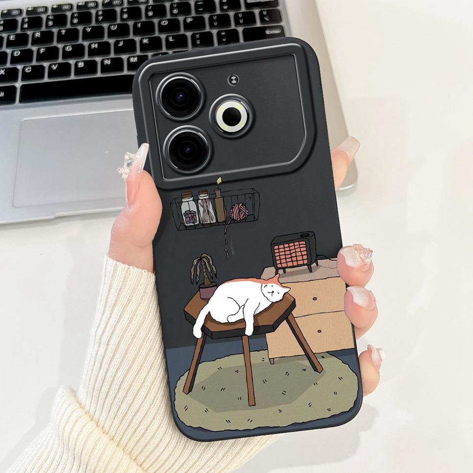 Cartoon Fashion Back Cover For Tecno Pova 6 Neo Pova6 Neo Phone Case Silicone Soft TPU Dragon Astronaut Black Cat Funda Bumper