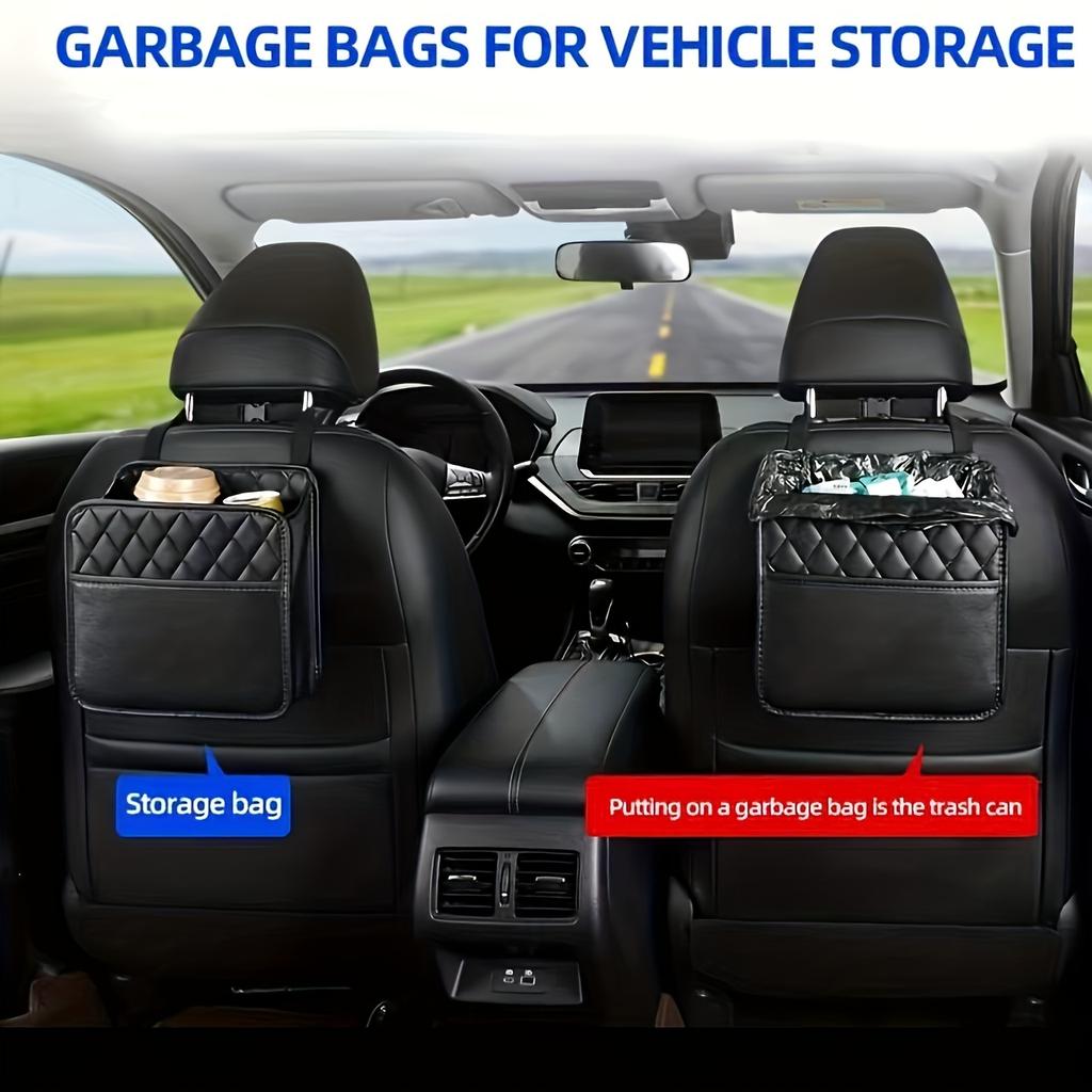 1Pc Multifunctional Car Seat Storage Bag Leather Storage Bag Garbage Bag Storage Bag Suitable for Most Car Models