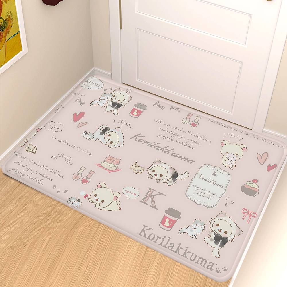 Anime R-Rilakkuma Cute Cartoon Movie Bathroom Mat Kids Room Bedroom Decoration Balcony Anti-Slip Doormat Living Room Welcome Rug