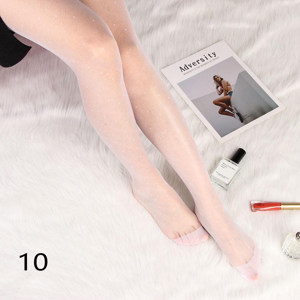 Sexy Women love Dot Embroidery Silk Stocking Thin Vintage Faux Tattoo Thigh Sheer Pantyhose Female Elastic Hosiery girls Tights