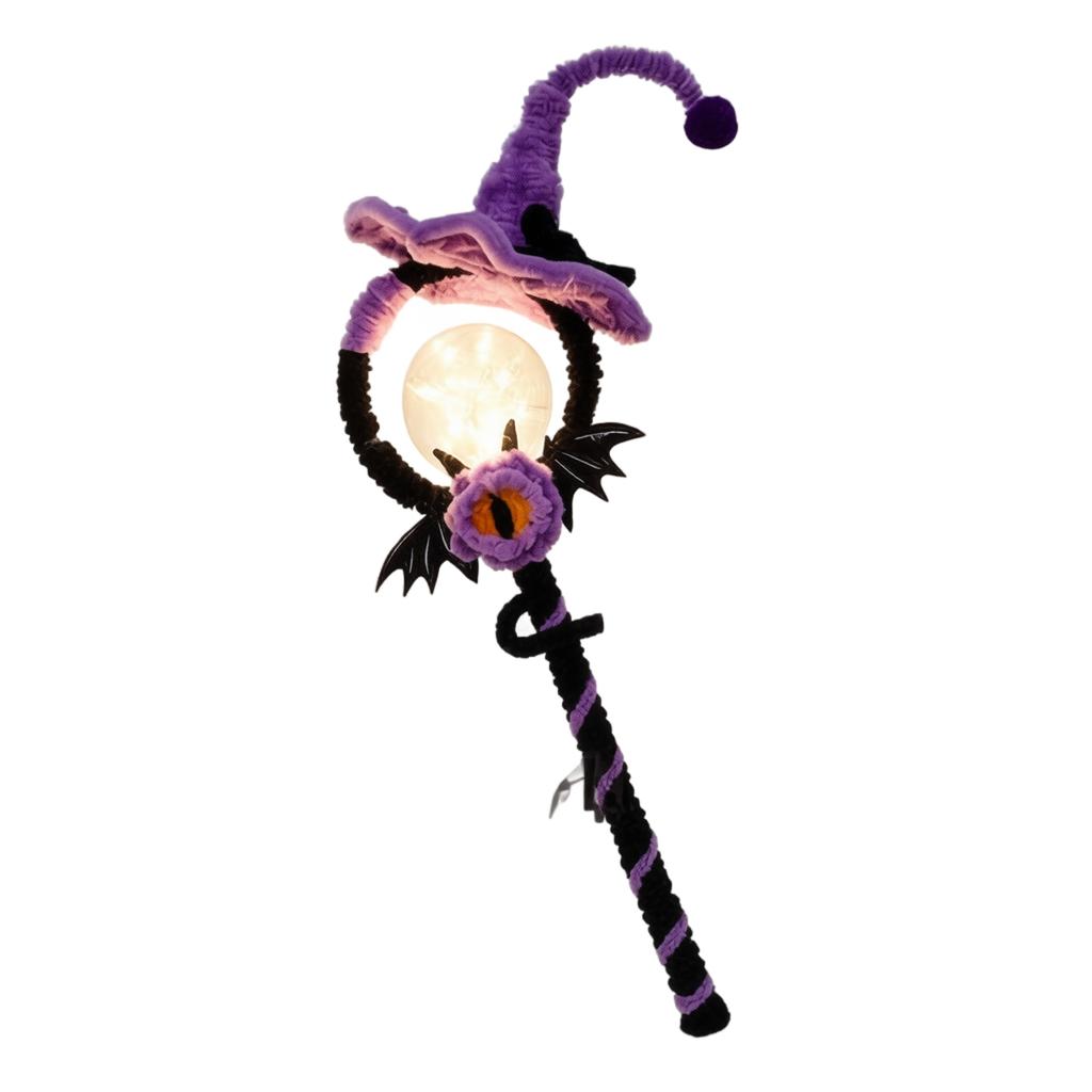 Halloween Light Up Magic Wand DIY Craft Kit Witch Hat Bat Decoration Handmade Party Prop Material Pack for Kids and Adults