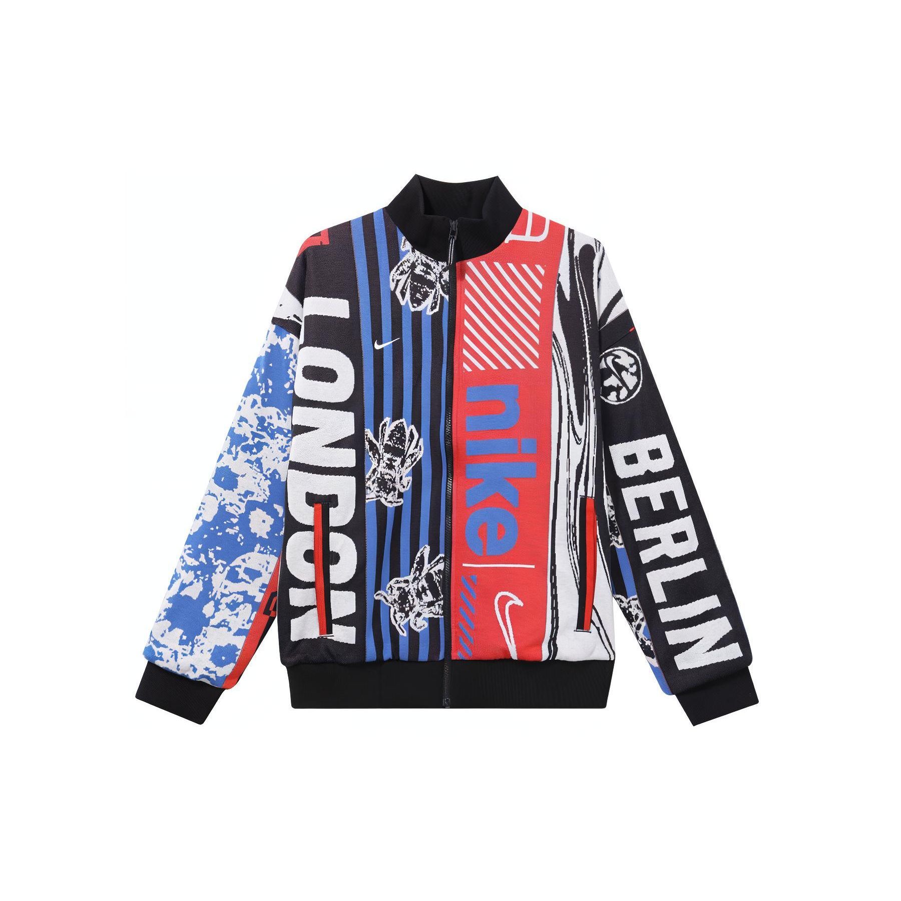 Nike SS24 Therma-FIT Allover Print Stand Collar Zip-Up Casual Jacket Men Jacket Multicolor FN2396-010 XL