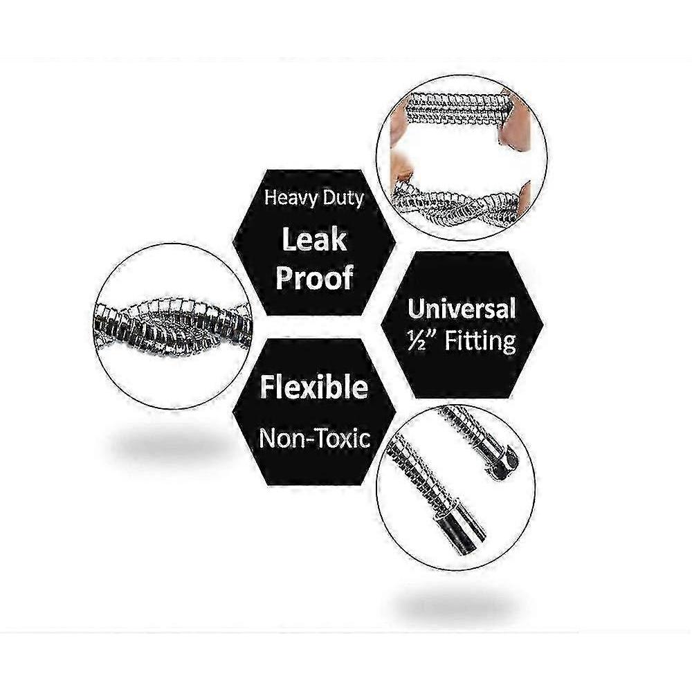 Shower Hose 5m Extra Long Stainless Steel Shower Head Hoses, With Solid Brass Connector, Universal, Anti-burst, Chrome Finish.(500cm) Hwy