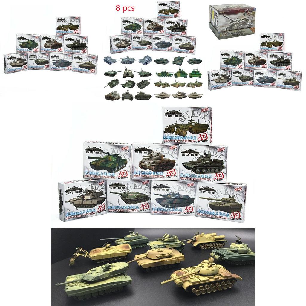 8pcs 4d 172 Assemble Tank 4d Plastic Model Kit The Battle Chariot Toy Series