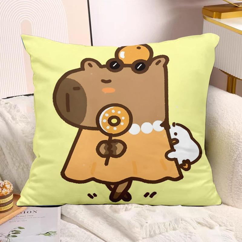Cute Capybara Print Decorative Pillowcase Bedroom Living Room Square Cushion Pillowcase