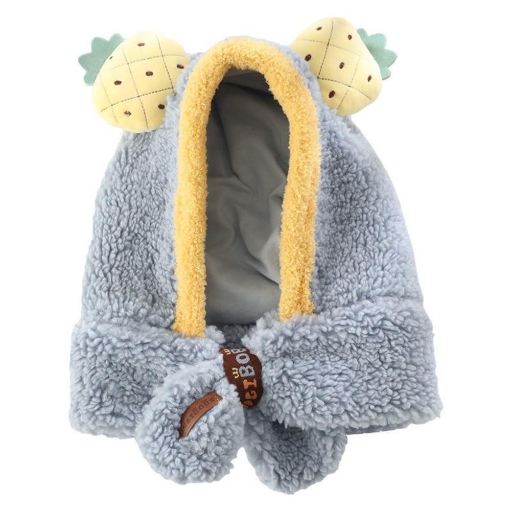 One-Piece Winter Baby Hat Scarf Plush Children Beanies Cap Cute Kids Hat Hooded Scarf