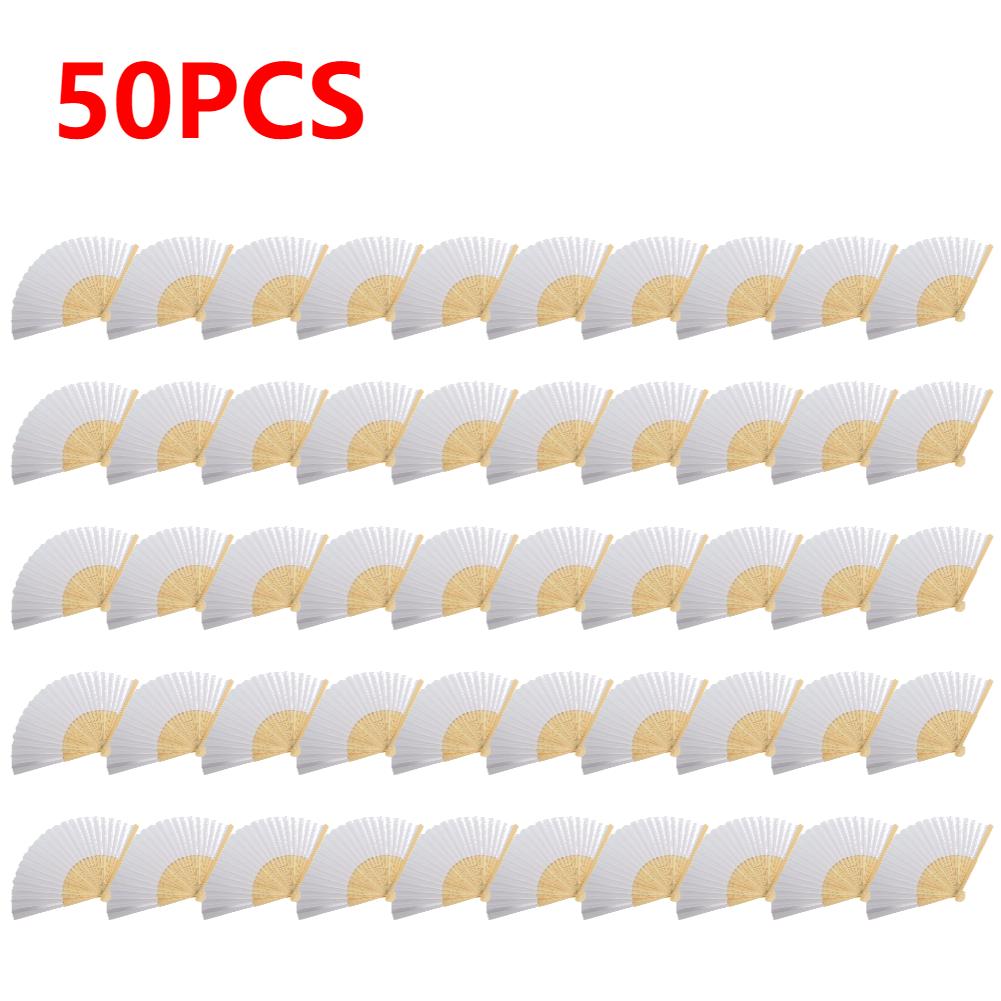50-1 STÜCKE Blanko Weiß DIY Papier Bambus Faltfächer für Handübung Kalligraphie Malerei Zeichnung Hochzeitsfeier Geschenk Ornament Neu