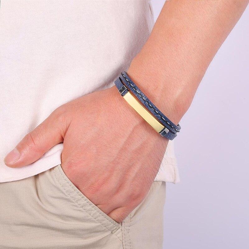 MultiLayer Combination Accessory Stainless Steel Men's Leather Bracelet Fashion Man Jewelry HipHop Rock Jewelry