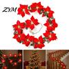 Battery Operated Christmas Garland Poinsettia with Light, 78/118 Inch Lighted Artificial Flower Decorative Wall Hanging String Light 10/20 LEDs