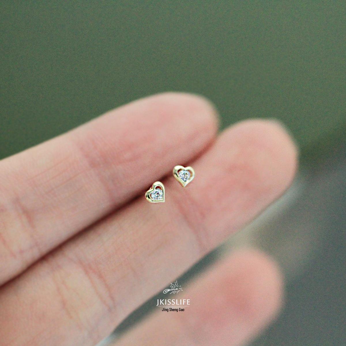 S925 Sterling Silver Mini Heart Stud Earrings for Women - Elegant, Simple, Versatile Silver Pair (with Silver Earplugs)