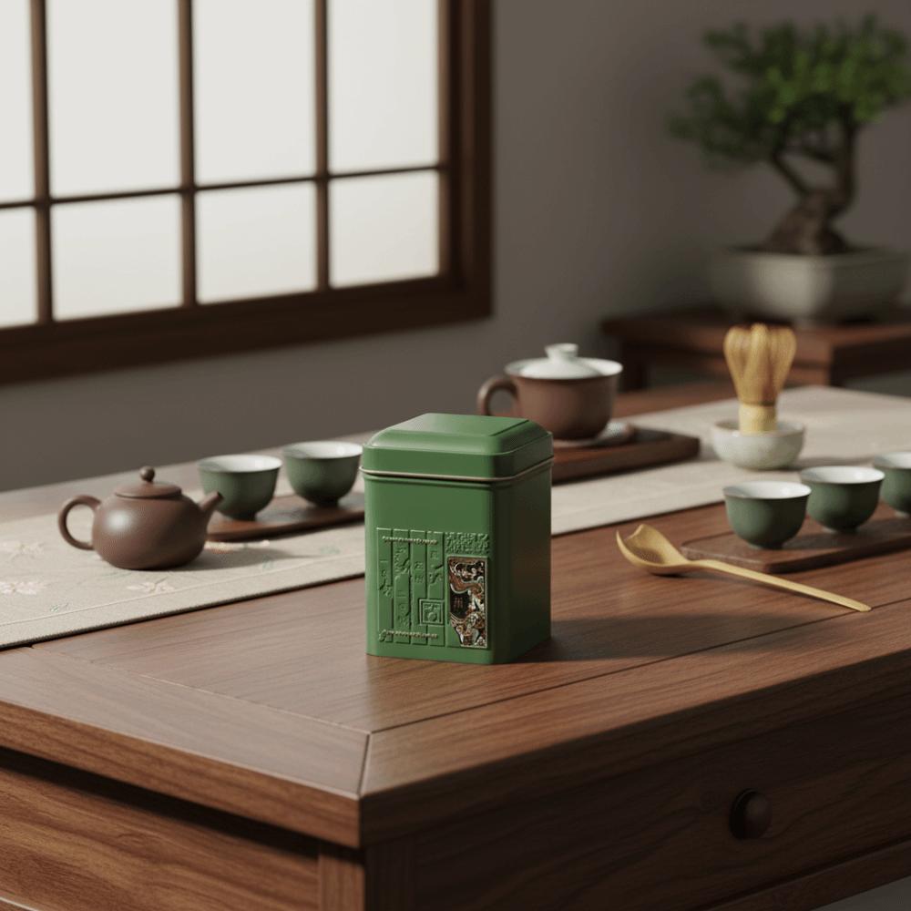 Square Tea Sealed Jar Retro Tinplate Container Teaware Empty Cans  Food Storage