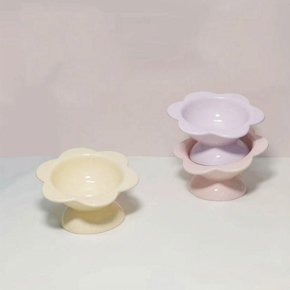 Ceramic Pet High Foot Bowl Cute Pet Drinking Feeder Anti Knock Cat Bowl  Neck Protection