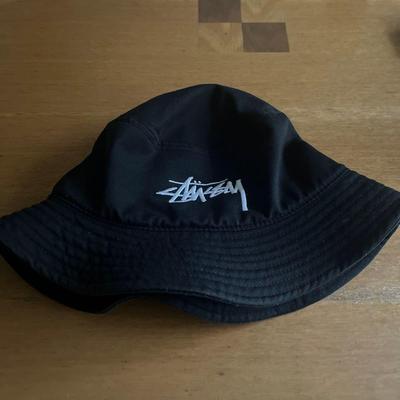 Used STUSSY Stussy Bucket Hat Hat Logo Embroidery Black Black S Genuine Product Stussy Japan (Used Good Condition)