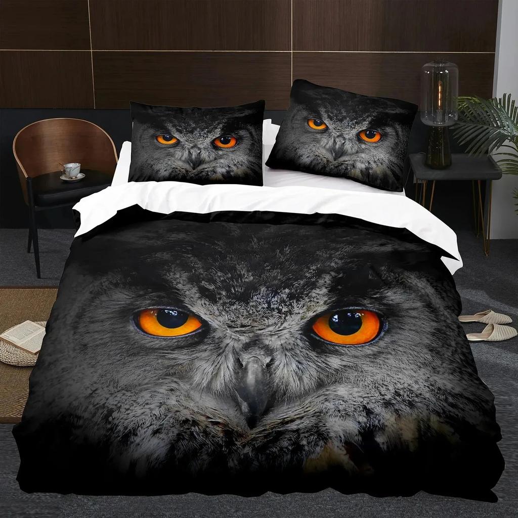 Animal Owl Bird Black Nighthawk Beding Set Bedrom Soft Modern Bedspreads Comefortable Soft Duvet Cover Comfortable Quilt Cover And Pilowcase
