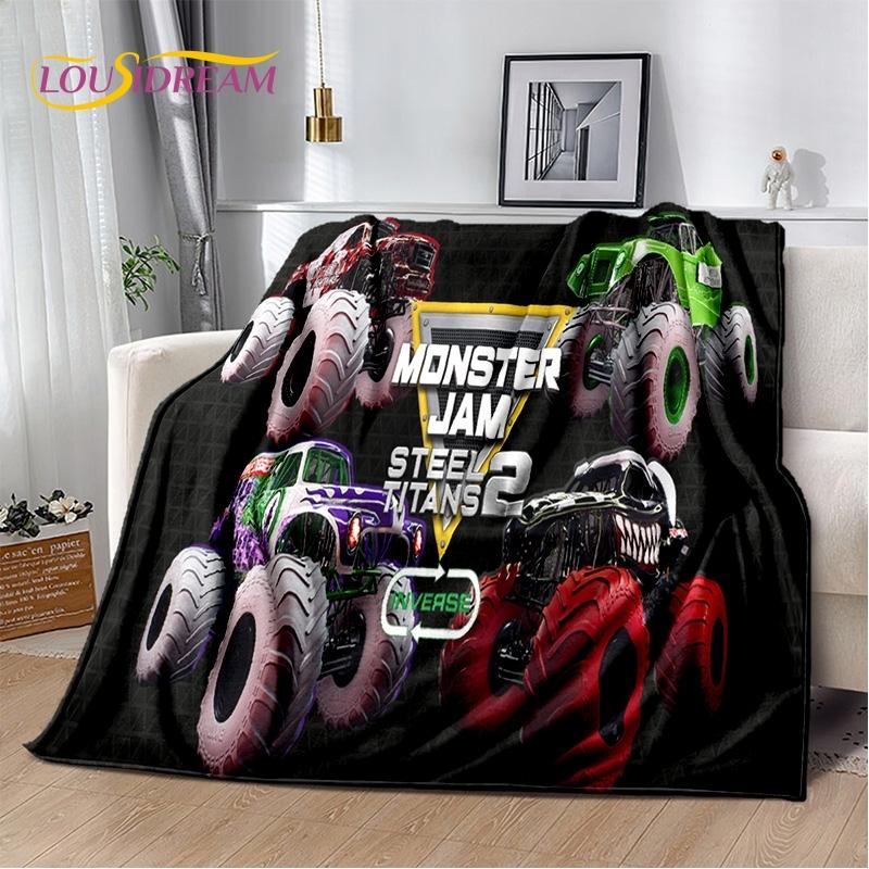 Monster Truck 3D Monster Jam Cartoon Soft Blankets,Keep Warm Throw Blanket Comfortable Blanket for Picnic Beds Sofa Home Bedroom