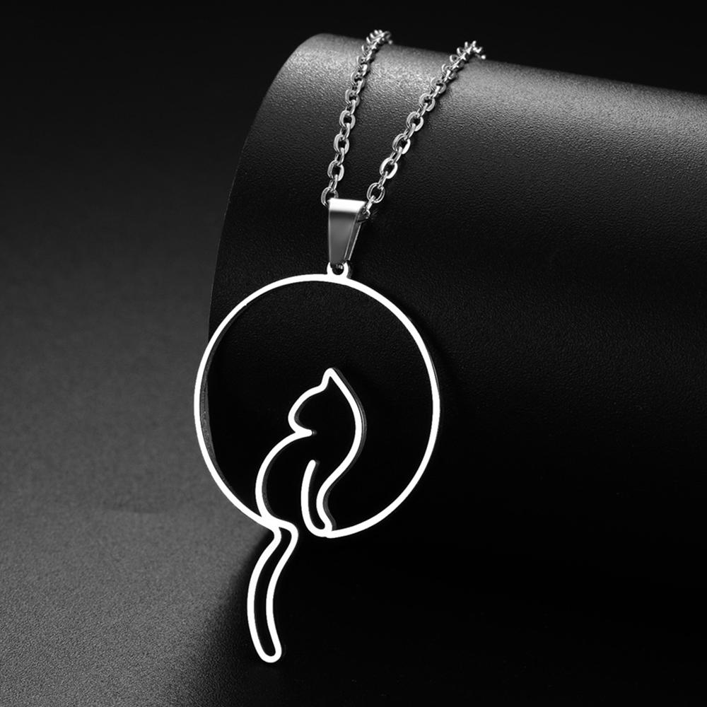 My Shape Lovely Cats Pendant Necklaces for Kids Cute Animals Kitten Charms Necklaces Stainless Steel Jewelry Valentine's Day