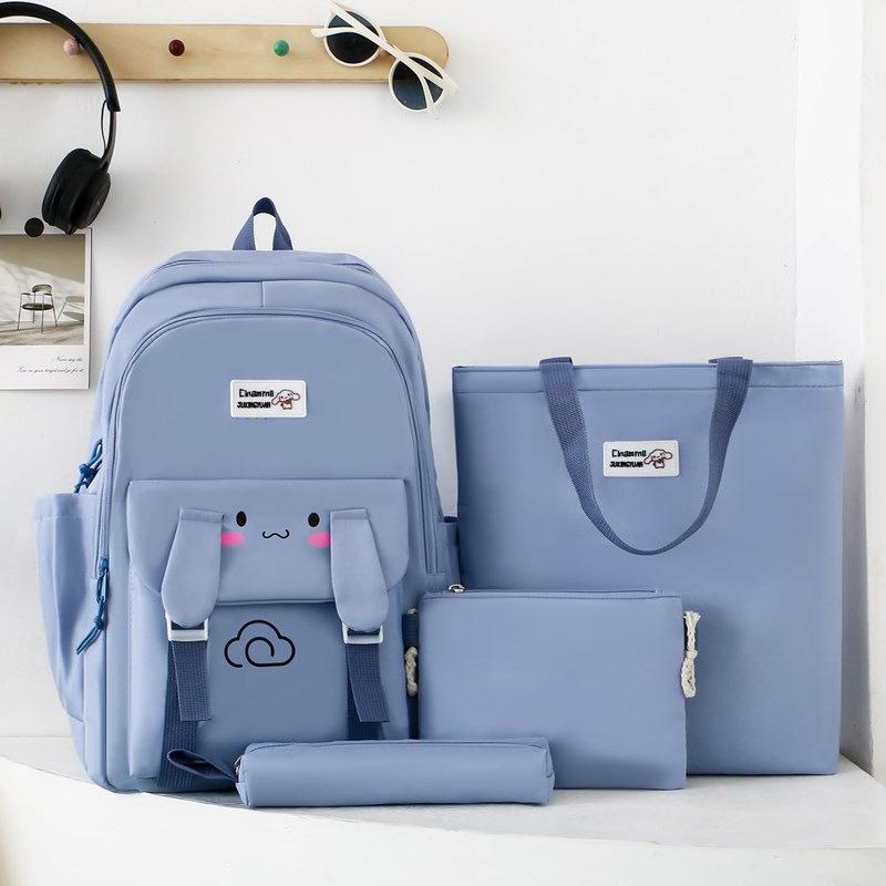 Cute Backpack Female Junior High School Student Backpack Primary School, High School, College Travel Backpack Large Capacity Multi Piece Set Bag