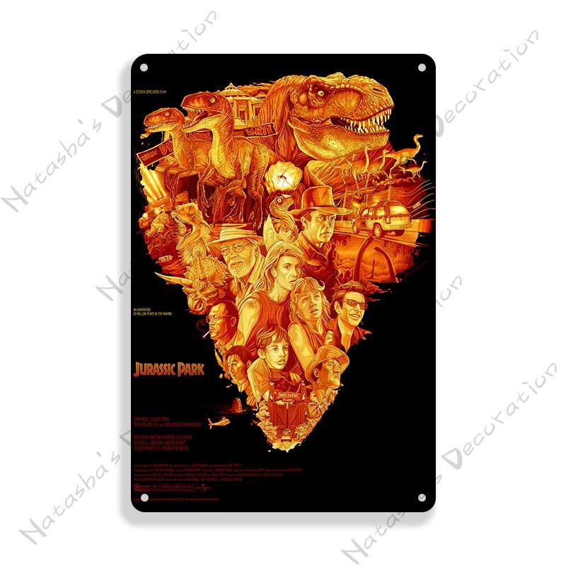 Classic Movie Poster Jurassic Park Metal Sign Retro Poster Vintage Metal Plaque Rusty Metal Sign Club Bar Cafe Industrial Decor