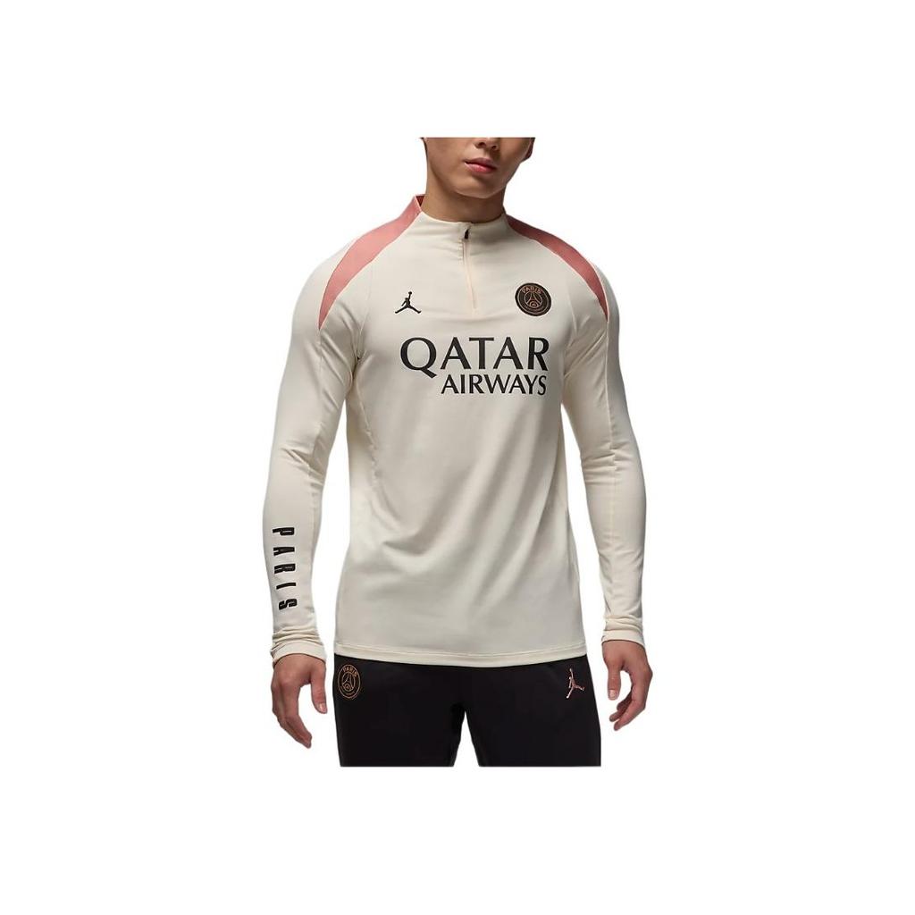Jordan Color Block Letter Slim Fit High Neck Long Sleeve T-Shirt Men Tops Beige FQ2625-111