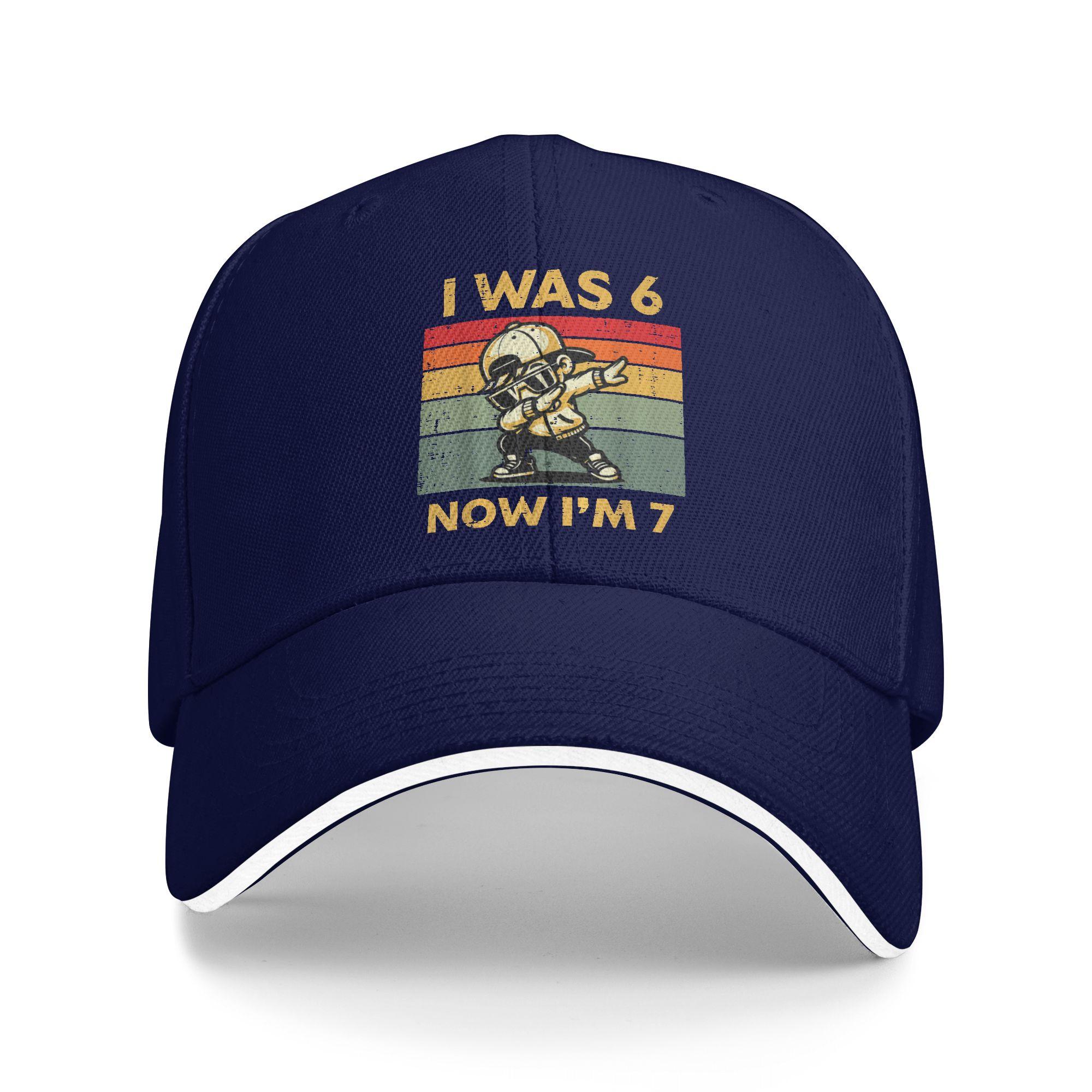 

7th Birthday I Was 6 Now Im 7 Dab Six Seven Sun Baseball Cap Summer Unisex Trucker Hat Fitted Retro Kpop Rock Baseball Caps One Size темно-синього кольору