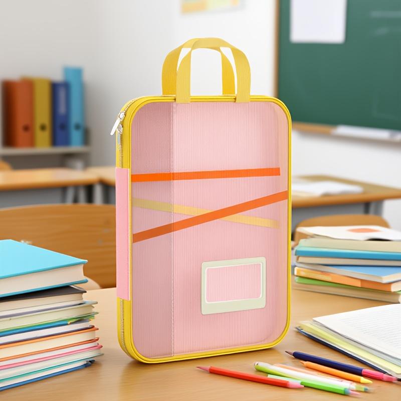 Gradient Mesh A4 File Folder, 4-layer Classified Storage, Portable with Handle, Ideal for Student and Office Use.