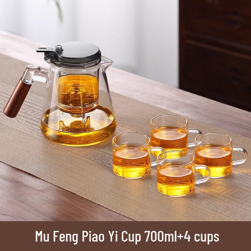 High-Temperature Resistant Glass Teapot with Built-in Tea & Water Separation