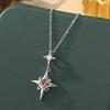 Simple Zircon Cross Star Titanium Steel Necklace For Women Elegant Versatile Collarbone Chain Jewelry