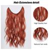 Weinrote synthetische Haarteile ohne Clip, unsichtbare Haarverlängerungen mit Draht für Frauen, lang, gewellt, Fischlinien-Haarteil, Cosplay, täglicher Gebrauch