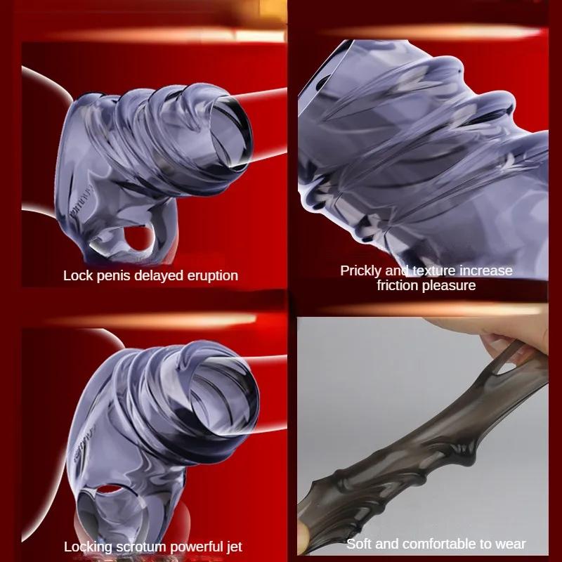 Anneau de pénis pour homme, éjaculation retardée, agrandissement du pénis, fixation du pénis, Cage de chasteté, anneau de manchon de pénis, jouets sexuels pour hommes