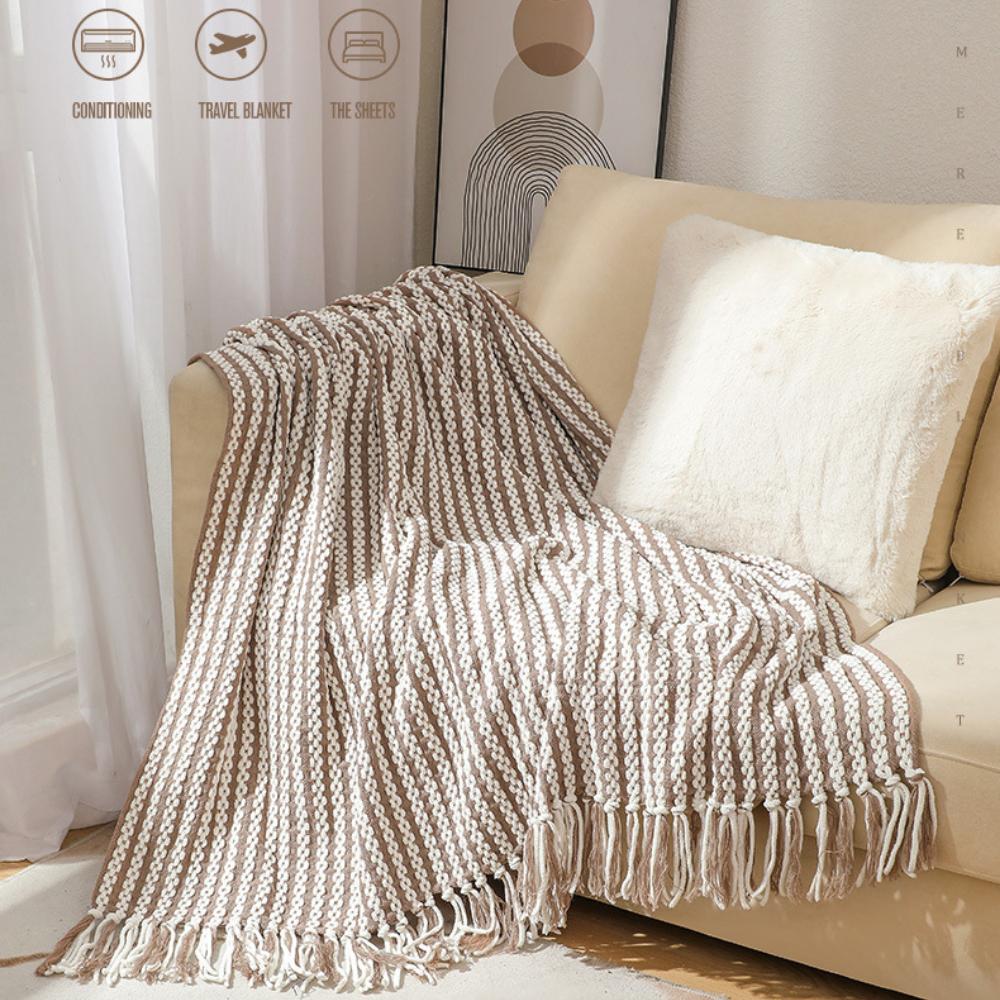 Вязаное покрывало для дивана — фото 10