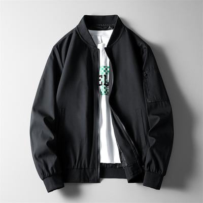 Autumn Casual Jacket Baseball Collar Solid Color Men's Versatile Top Jacket Daily Men