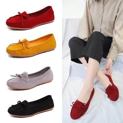 Dou Dou Shoes Spring and Autumn New Style European and American Bow Flat Single Shoes Round Head Pregnant Women's Large Shoes