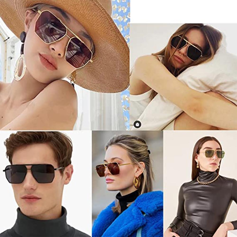 Retro Metal Oversized Square Polarized Sunglasses for Women Men Vintage Classic G15 Green Pilot Sun Glasses UV400 Shades SZ50