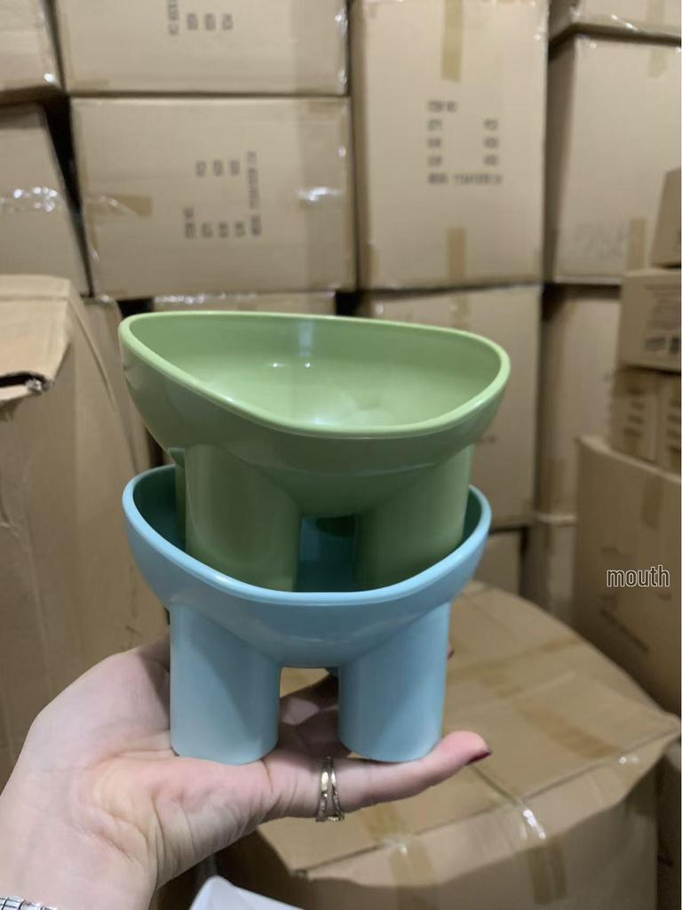 Pet Supplies Macaron Color Elephant Leg Bowl - Anti-Spill Slanted Mouth Cat Bowl with Neck Protection.