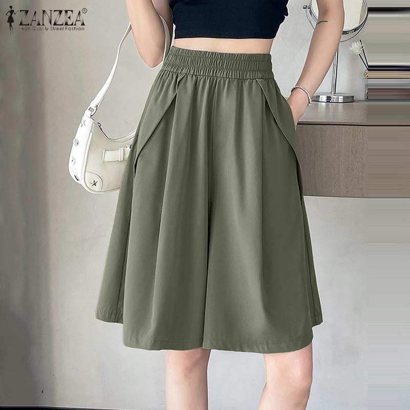 

ZANZEA Women Casual Elastic Waist Loose Summer Bermuda Shorts S зелений