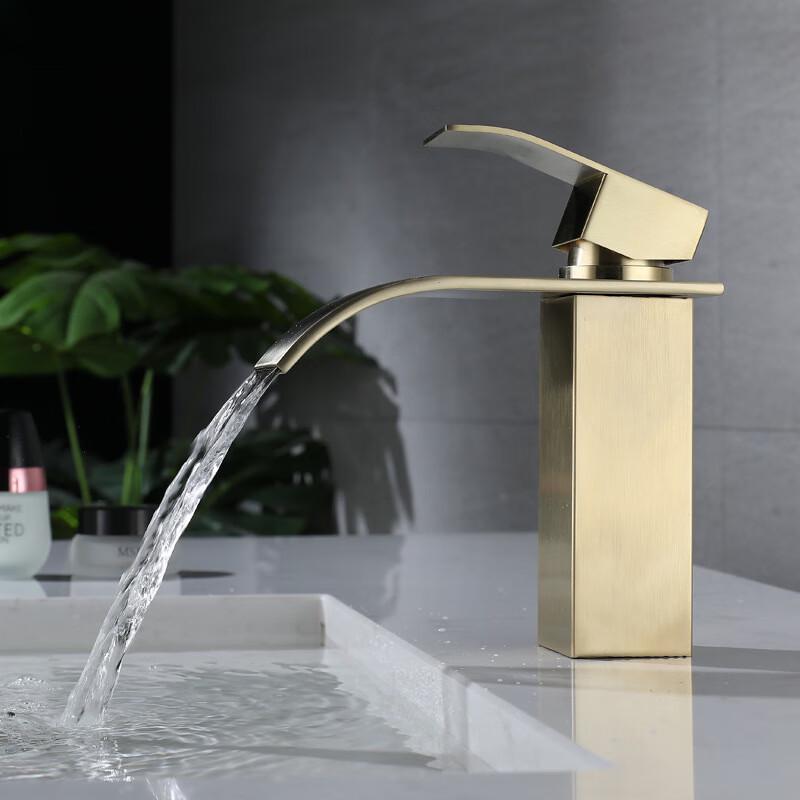 304 Stainless Steel Gold Waterfall Basin Faucet Kitchen and bathroom faucets