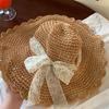 French Style Lace Straw Hat Spring Summer Women's Sun Hat Fashion Bow Ribbon Straw Hat  Lady