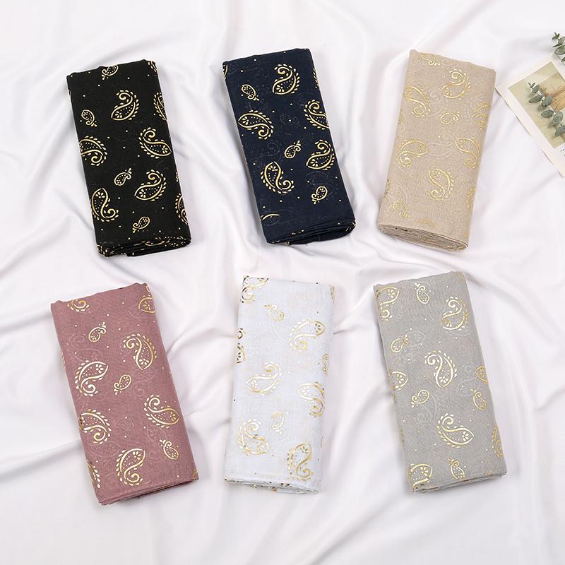 New Print Gltter Hijabs Scarf For Women Muslim Shimmer Cotton Scarf For Muslim Women Islam Abaya Shiny Shawl Wrap Headscarf