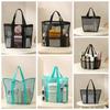 PVC Mesh Beach Bag Zipper Swimming Tote Bag Storage Bag Hollow Out Handbag  School