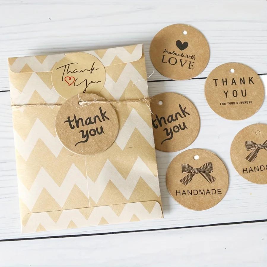 100PCS Round Kraft Paper Tags - 4cm Brown Handmade Gift Tags for DIY Crafts, Weddings & Party Favors ZSY