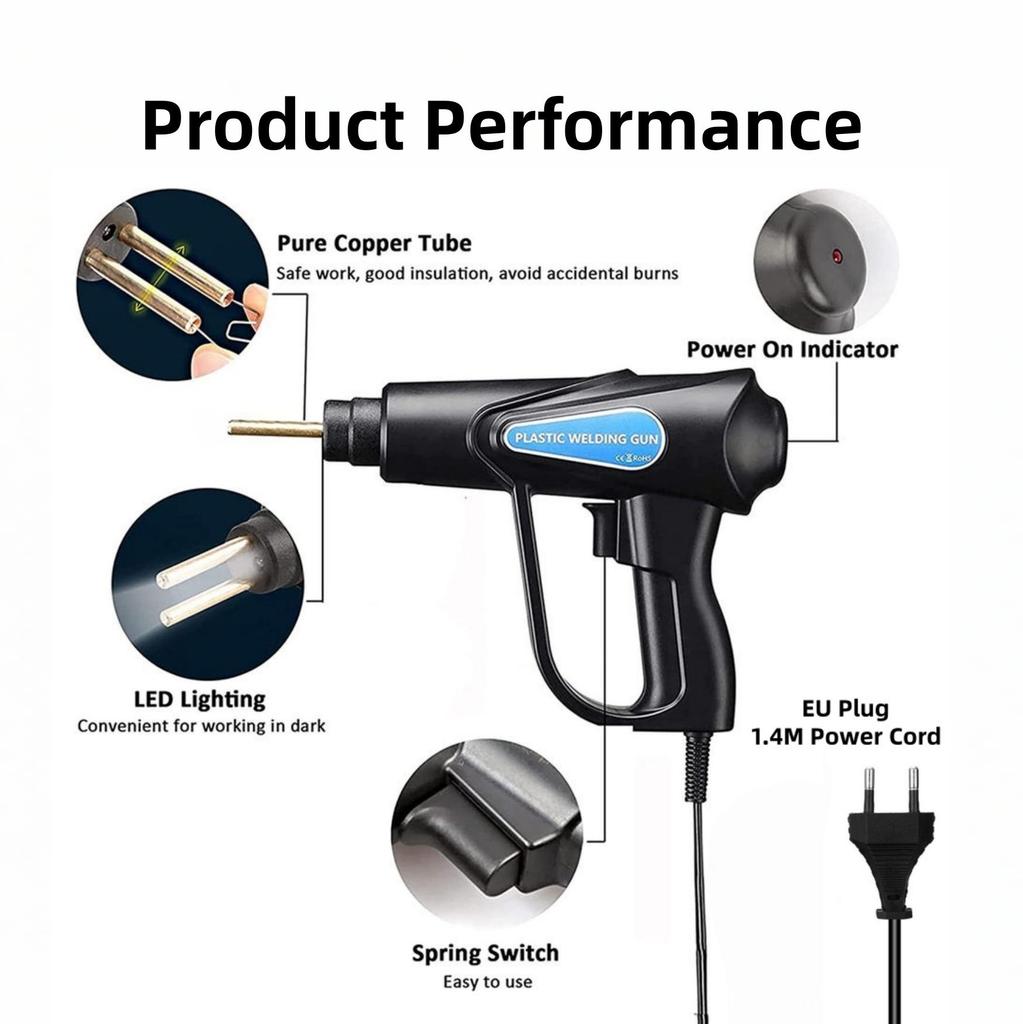 70W Plastic Welding Machine Kit Hot Stapler Welding Machine Car Bumper Repair Kit with 4 Types Staples for Bumper/Kayak/Plastic Product Repairs